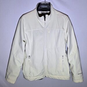 Free Country Softshell Jacket Womens Large Cream Good Fleece Lined Full Zip